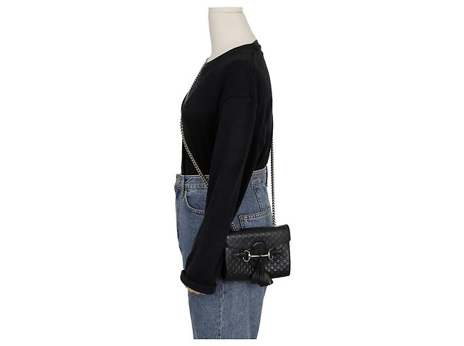 Gucci Borsa a tracolla mini catena Emily Nero - vista 10