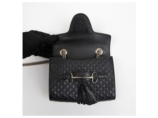 Gucci Borsa a tracolla mini catena Emily Nero - vista 8