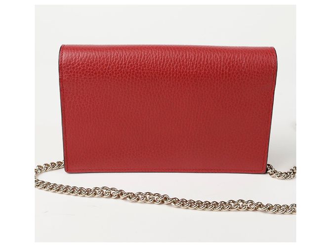 Gucci Roter Mini-Leder-Wallet mit Kette - Ansicht 4