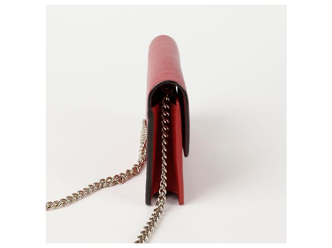 Gucci Roter Mini-Leder-Wallet mit Kette - Ansicht 5