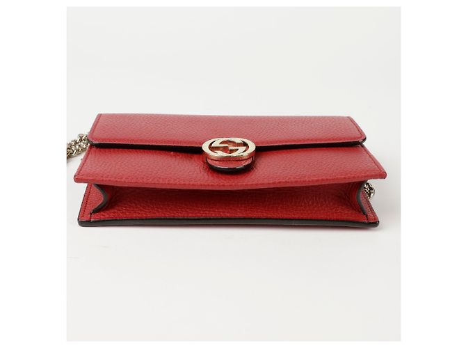 Gucci Roter Mini-Leder-Wallet mit Kette - Ansicht 6