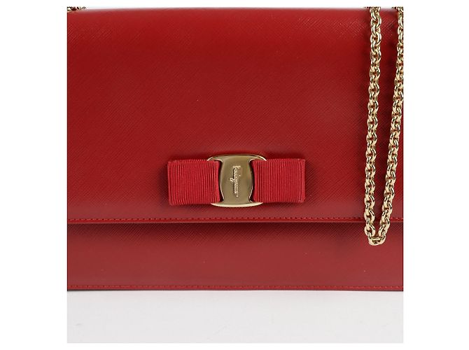 Salvatore Ferragamo Borsa a tracolla incrociata Vara Genie Chain Rosso - vista 2