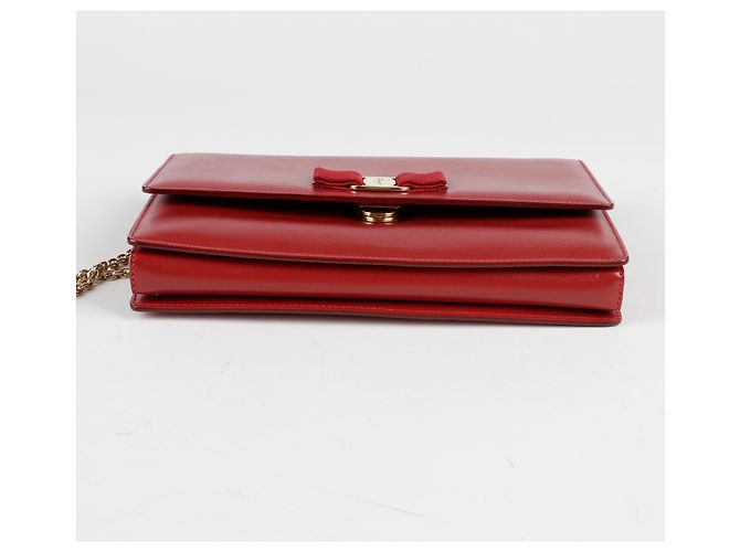 Salvatore Ferragamo Borsa a tracolla incrociata Vara Genie Chain Rosso - vista 6