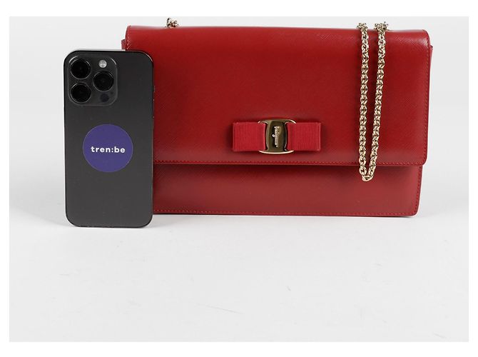 Salvatore Ferragamo Borsa a tracolla incrociata Vara Genie Chain Rosso - vista 7