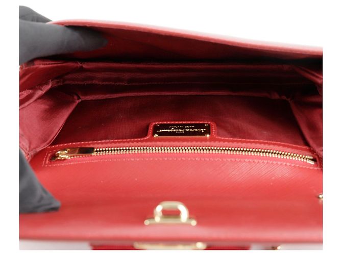 Salvatore Ferragamo Borsa a tracolla incrociata Vara Genie Chain Rosso - vista 8