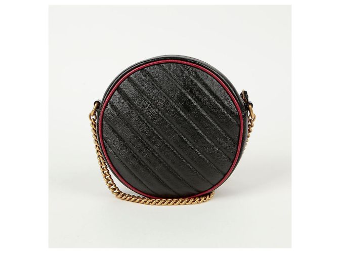 Gucci Borsa a tracolla rotonda mini GG Marmont Nero - vista 4