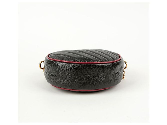 Gucci Borsa a tracolla rotonda mini GG Marmont Nero - vista 6