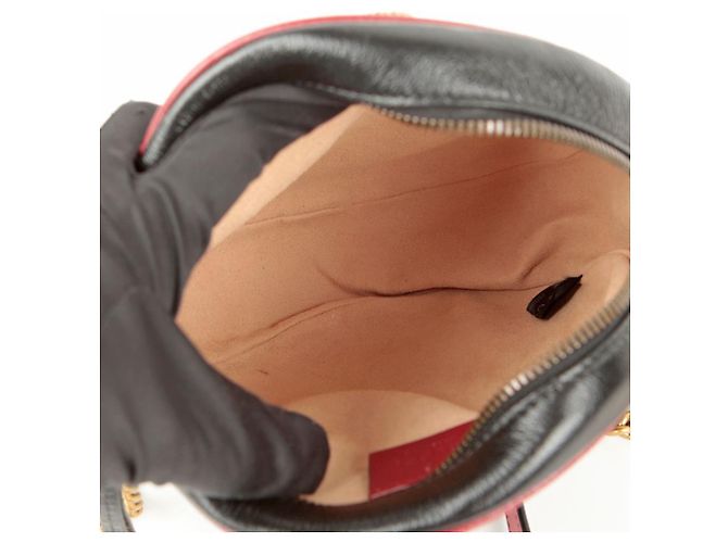 Gucci Borsa a tracolla rotonda mini GG Marmont Nero - vista 8