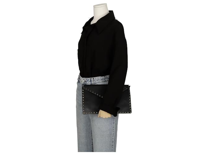 Valentino Clutch Envelope Rockstud Nero - vista 11