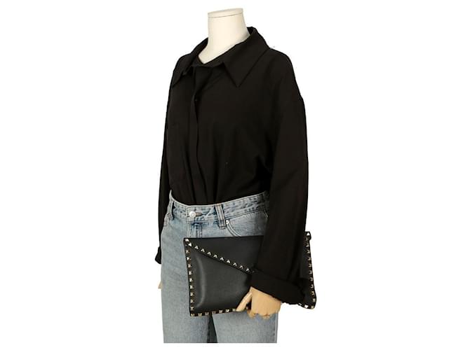Valentino Borsa Clutch Envelope Rockstud Nero - vista 13