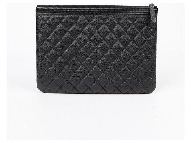 Chanel Clutch Medio in Pelle Caviar Boy Nero - vista 4