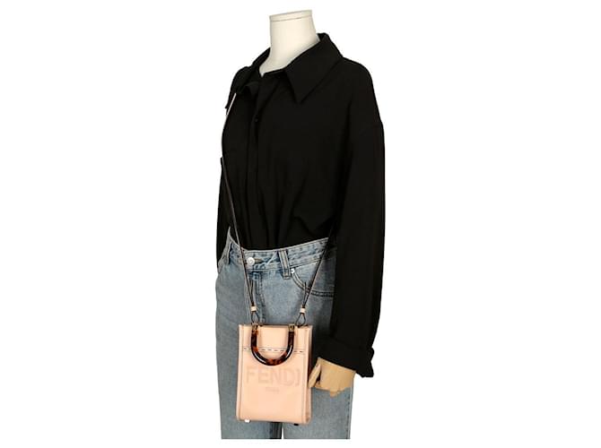 Fendi Borsa a spalla mini Sunshine Rosa - vista 11