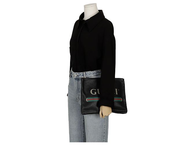Gucci Clutch portafoglio con stampa logo Nero - vista 9