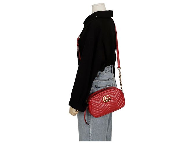 Gucci Borsa a Spalla GG Marmont Small Rosso - vista 13