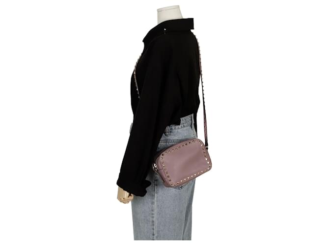 Valentino Borsa a tracolla Rockstud Porpora - vista 10