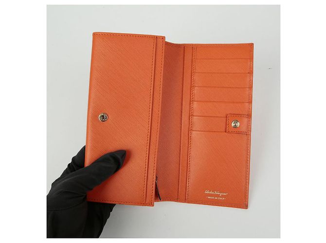 Salvatore Ferragamo Cartera larga Gancini Naranja - vista 10