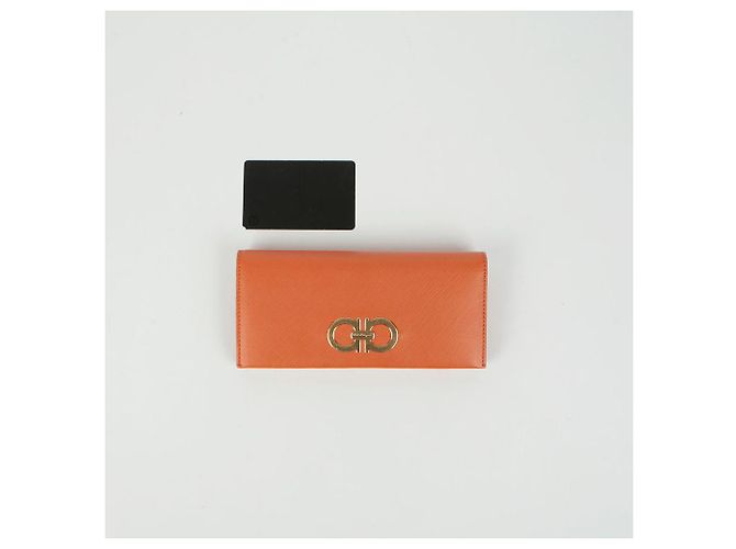 Salvatore Ferragamo Cartera larga Gancini Naranja - vista 14
