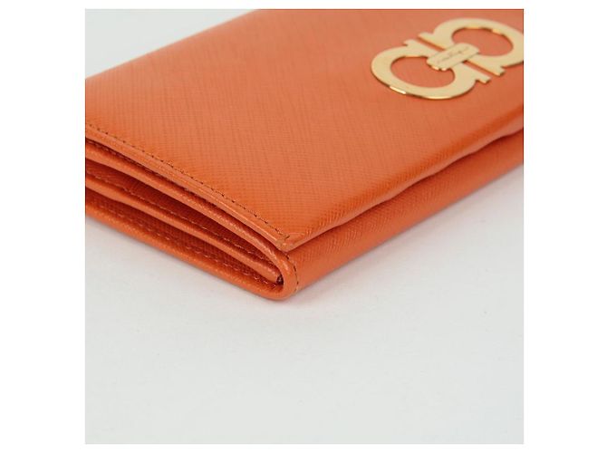 Salvatore Ferragamo Cartera larga Gancini Naranja - vista 8