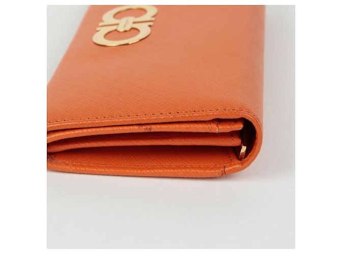 Salvatore Ferragamo Cartera larga Gancini Naranja - vista 9