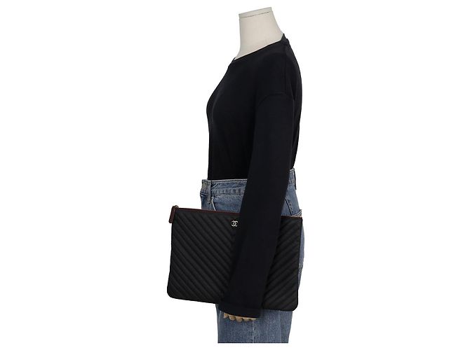 Chanel Clutch Classica Grande in Pelle Caviar Nero - vista 9