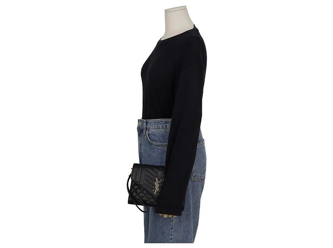 Saint Laurent Bolsillo Envelope Matelassé Mix Negro - vista 10