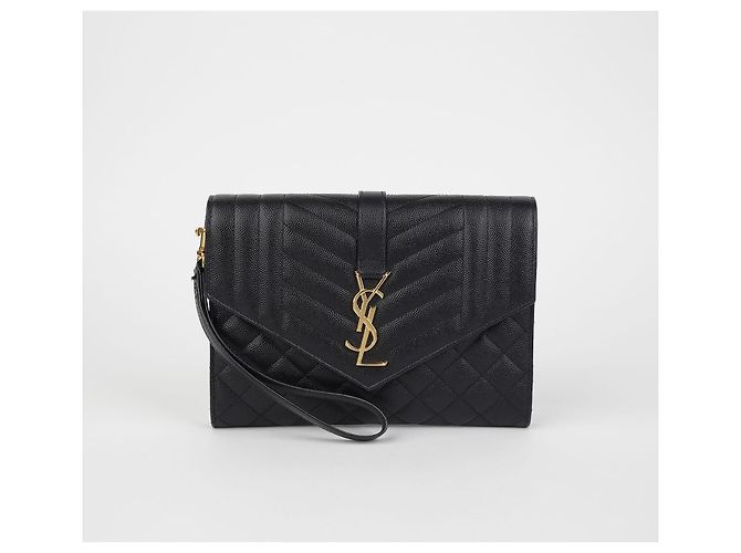 Saint Laurent Bolsillo Envelope Matelassé Mix Negro - vista 2