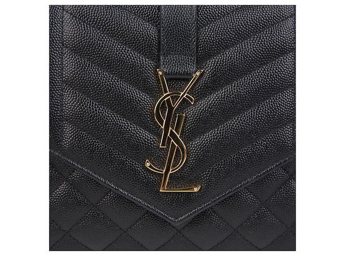 Saint Laurent Bolsillo Envelope Matelassé Mix Negro - vista 3