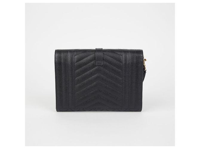 Saint Laurent Bolsillo Envelope Matelassé Mix Negro - vista 4