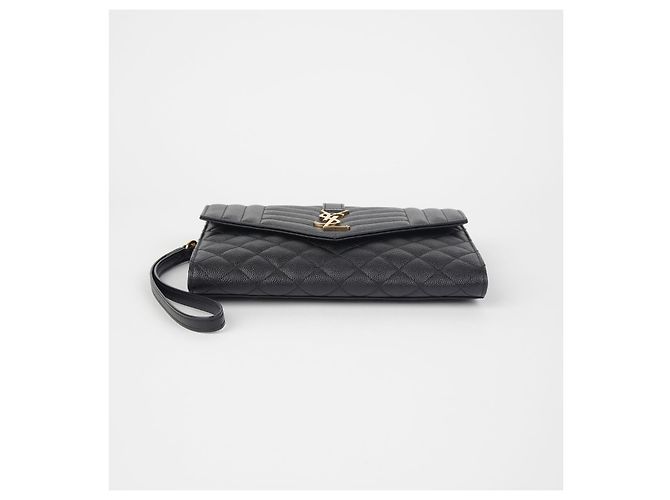 Saint Laurent Bolsillo Envelope Matelassé Mix Negro - vista 6