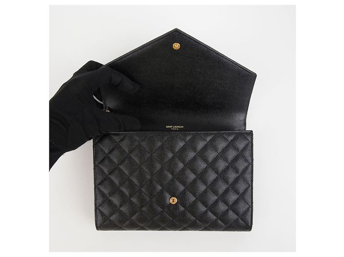 Saint Laurent Bolsillo Envelope Matelassé Mix Negro - vista 8