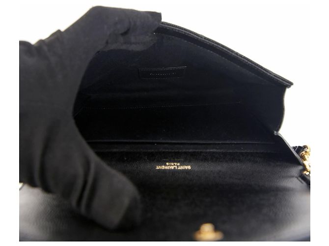 Saint Laurent Bolsillo Envelope Matelassé Mix Negro - vista 9