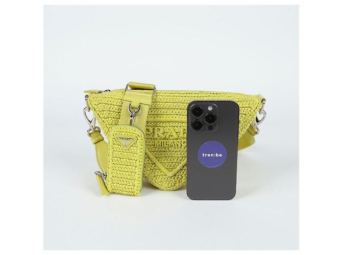 Prada Borsa a tracolla triangolare in rafia Verde - vista 10