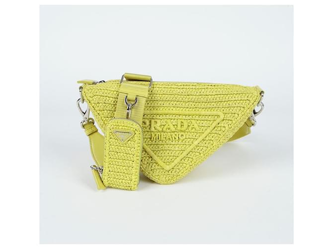 Prada Borsa a tracolla triangolare in rafia Verde - vista 2