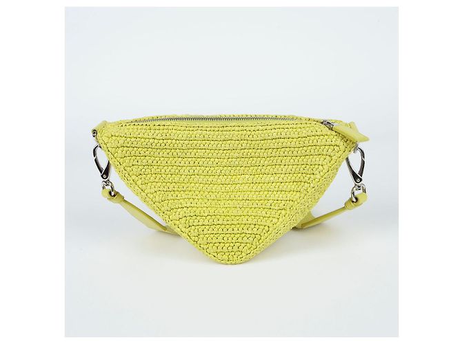 Prada Borsa a tracolla triangolare in rafia Verde - vista 4