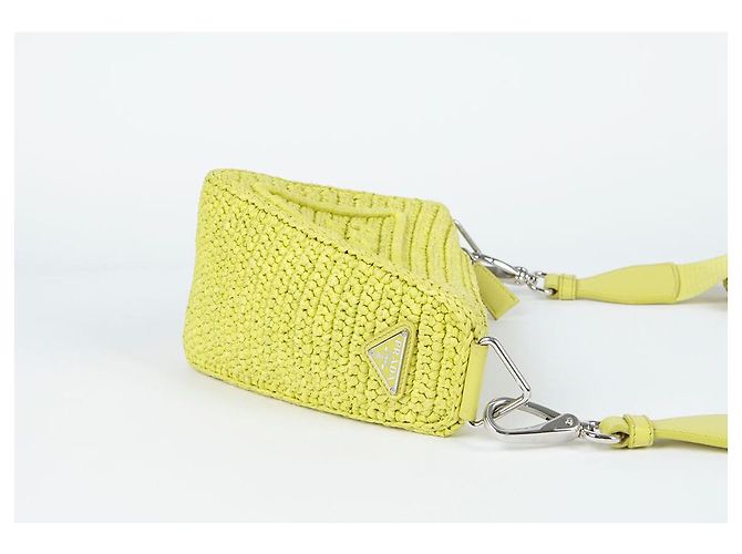 Prada Borsa a tracolla triangolare in rafia Verde - vista 5