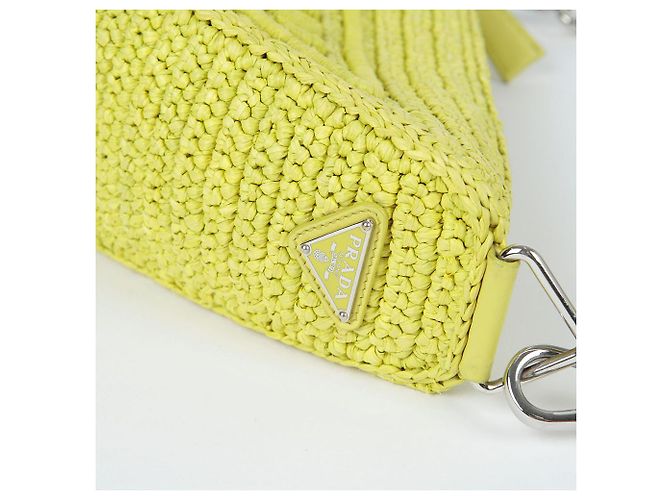Prada Borsa a tracolla triangolare in rafia Verde - vista 6