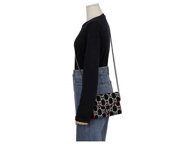 Gucci Borsa a tracolla incrociata Dionysus Chain Nero - vista 11