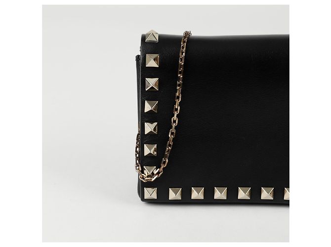 Valentino Borsa a tracolla Rockstud WOC con catena Nero - vista 2