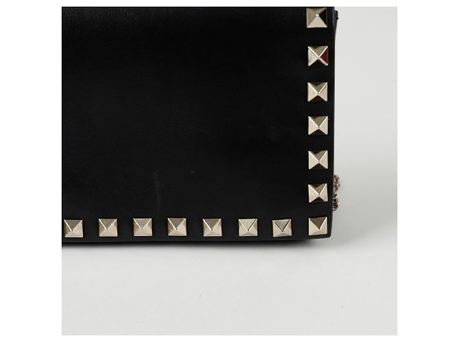 Valentino Borsa a tracolla Rockstud WOC con catena Nero - vista 3
