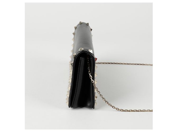 Valentino Borsa a tracolla Rockstud WOC con catena Nero - vista 4