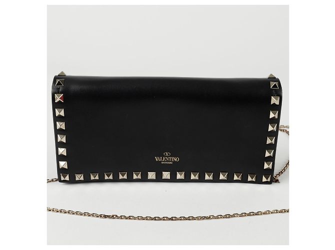 Valentino Borsa a tracolla Rockstud WOC con catena Nero - vista 5