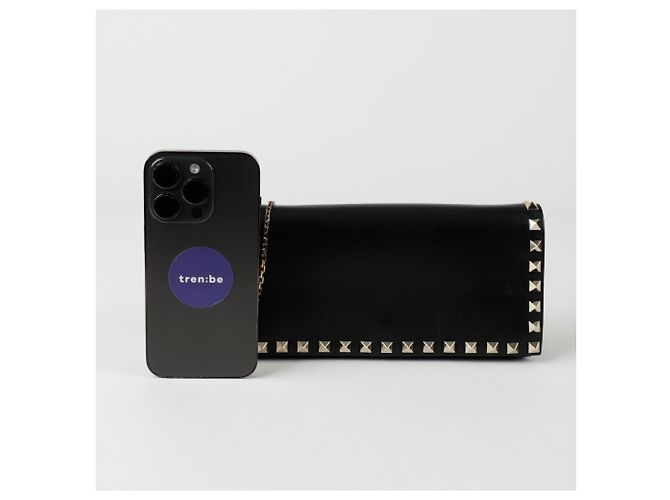 Valentino Borsa a tracolla Rockstud WOC con catena Nero - vista 9