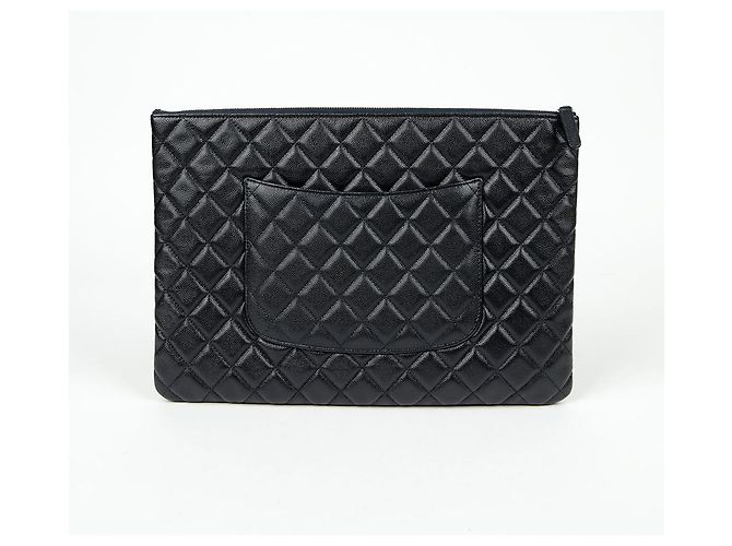 Chanel Clutch Classica Grande in Pelle Caviar Blu - vista 4