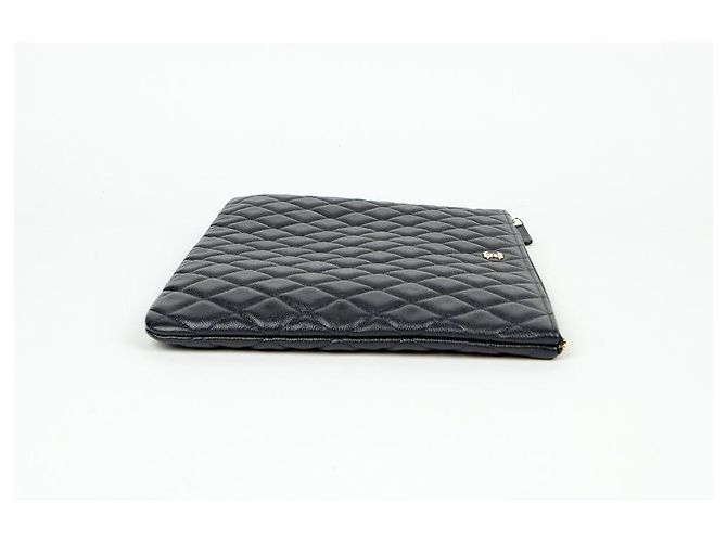 Chanel Clutch Classica Grande in Pelle Caviar Blu - vista 5
