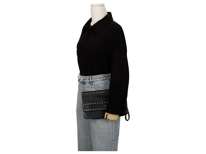 Valentino Clutch con tracolla pieghevole Rockstud Nero - vista 13