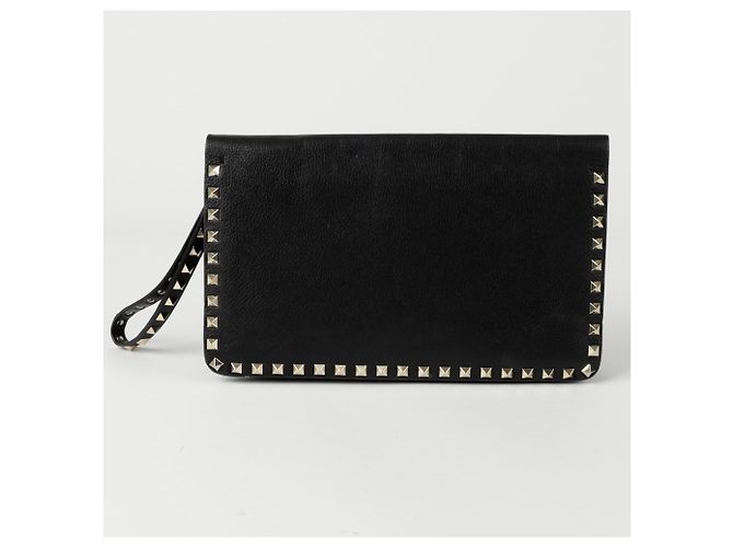Valentino Clutch con tracolla pieghevole Rockstud Nero - vista 4