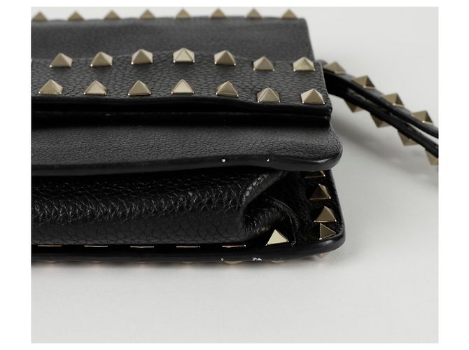 Valentino Clutch con tracolla pieghevole Rockstud Nero - vista 8
