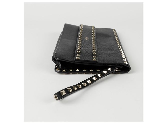 Valentino Clutch con tracolla pieghevole Rockstud Nero - vista 9