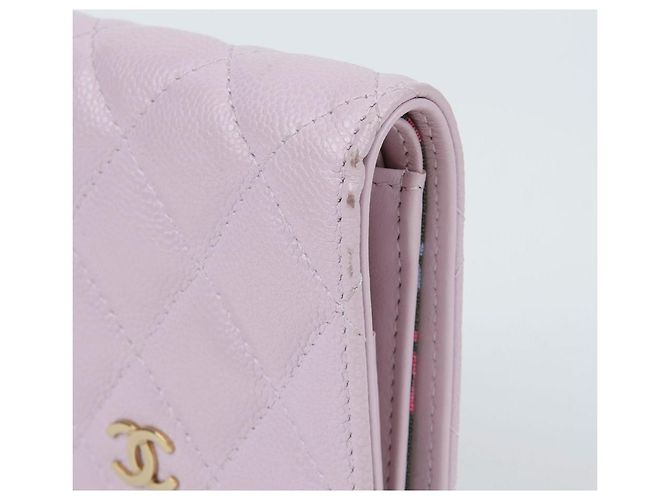 Chanel Portafoglio Bifold Caviar Classico Porpora - vista 5