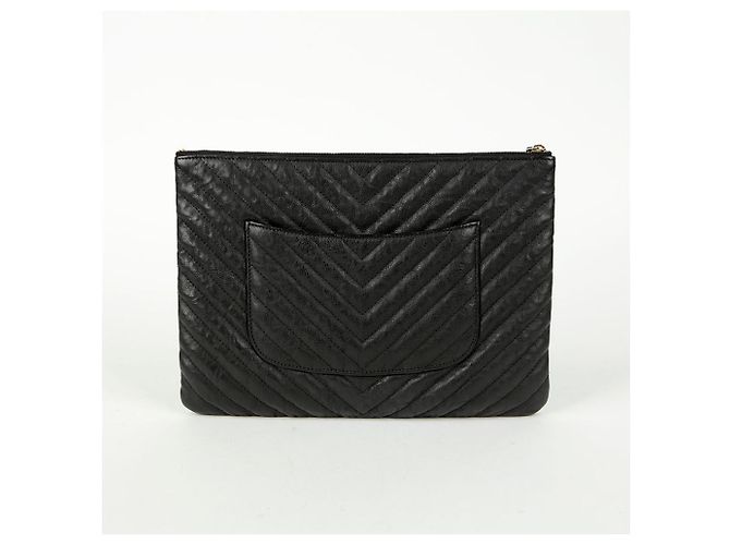 Chanel Clutch Medio Classico in Caviale Nero - vista 4